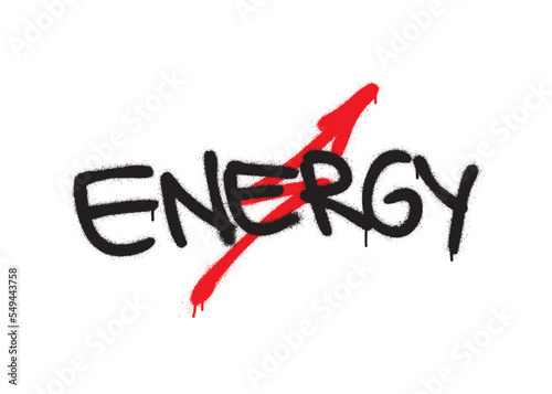 Spray graffiti word ENERGY. Red lightning symbol...The concept of strength, growth, speed and optimism.
