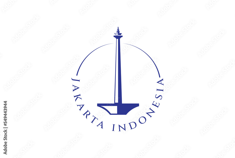 Simple Minimalist Logo of Monumen Nasional or Monas at Jakarta Indonesia