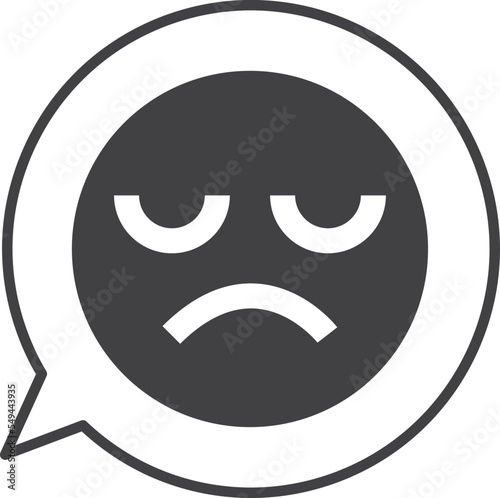 sad face emoji on text box illustration in minimal style