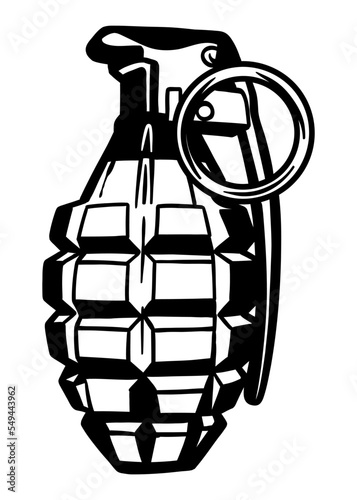 Vintage military hand grenade - vector illustration - Out line