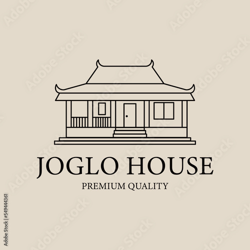 joglo house line art  style logo icon template design. javanese , traditional, culture, vector illustration photo