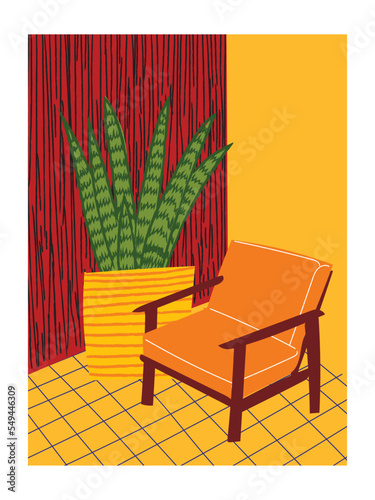 Beautiful flower vase hand drawn vector illustration.