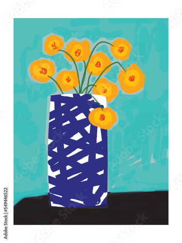 Beautiful flower vase hand drawn vector illustration.