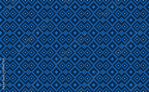 Geometric ethnic pattern, Vector embroidery oriental background, Pixel repeat Morocco style design