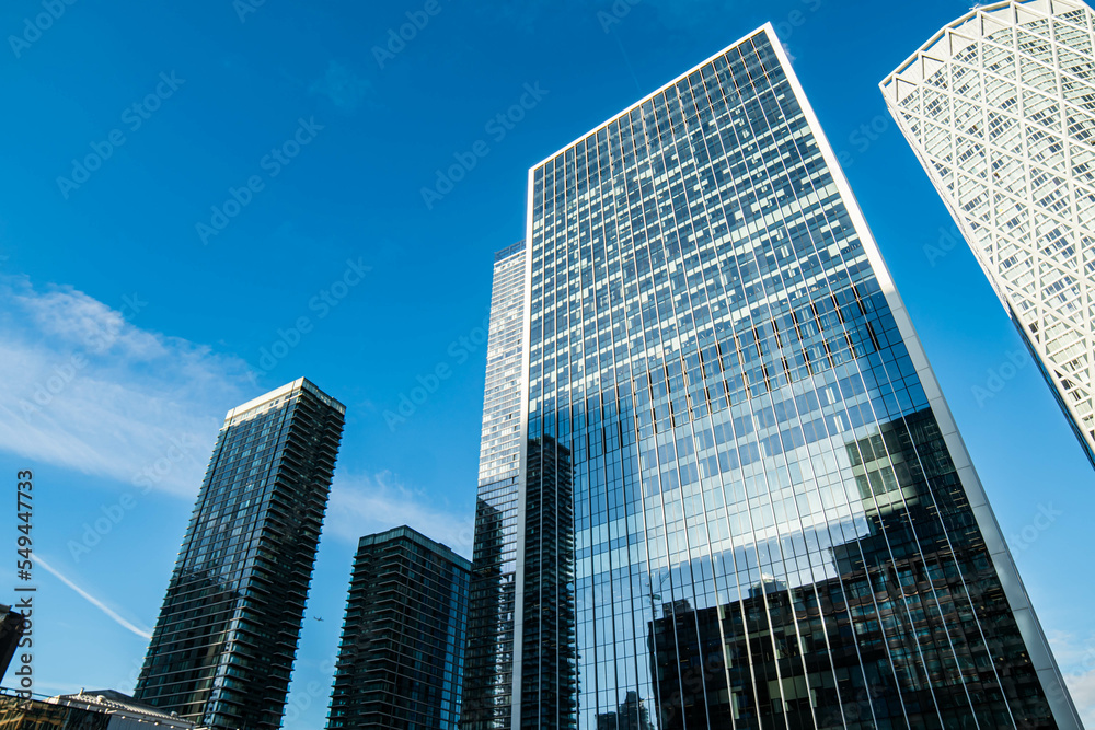 London skyline, office buildings in the city financial business district. Modern architecture in the city.  Corporate building in London City, England, UK. Skyscraper Business Office. 