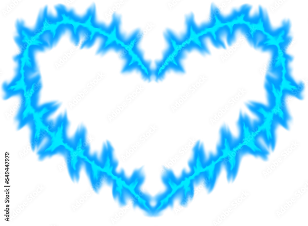 Thorny heart frame with blue flame Thorny heart frame with blue flame