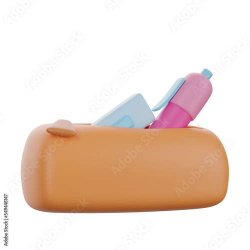 Pencil case 3d education school icon object