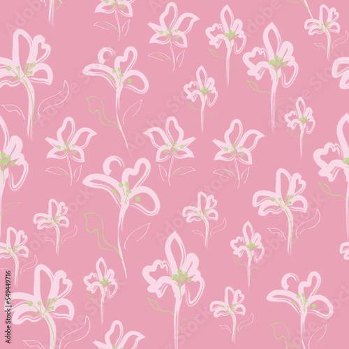Cute summer, spring, hand drawn, seamless print, conversational pattern, colorful, ditsy, random, fading doodle flowers, stems, petals, girls, women, fabric, tshirt, packaging, textile, fabric, kids