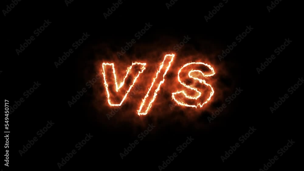 VS Versus Text Fire Effect Motion. 4K resolution, alpha channel and loop VS Versus Text Fire Effect Motion. 4K resolution, alpha channel and loop