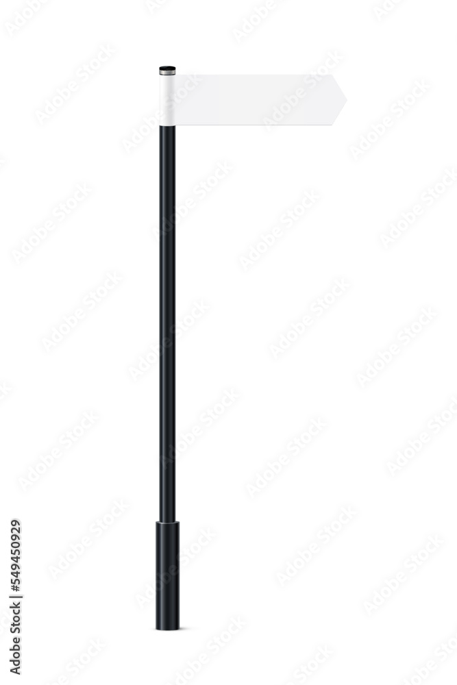 Bollard with empty signs, billboards pointing direction forward, 3d black pillar Bollard with empty signs, billboards pointing direction forward, 3d black pillar