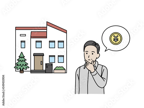 住宅ローンや家の売却を考える中年の男性　不動産購入