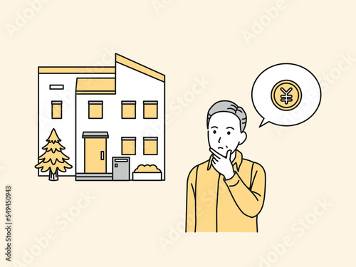 住宅ローンや家の売却を考える中年の男性　不動産購入