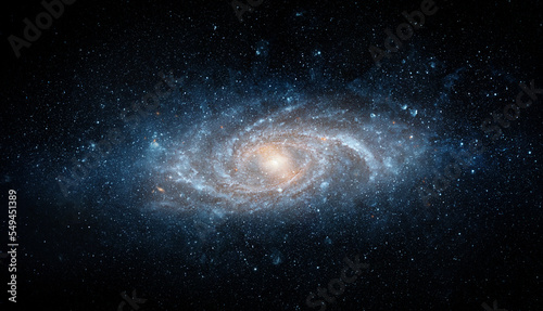 Fototapeta Naklejka Na Ścianę i Meble -  View from space to a spiral galaxy and stars. Universe filled with stars, nebula and galaxy,. Elements of this image furnished by NASA.