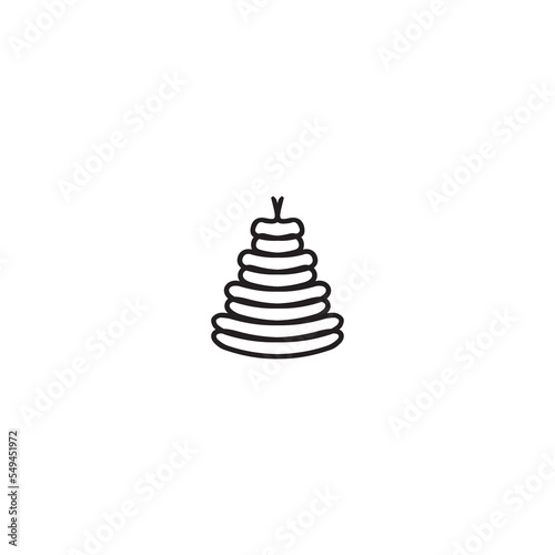 Birthday cake icon. Simple style company birthday poster background symbol. Cake brand logo design element. Birthday cake t-shirt printing. Vector for sticker.