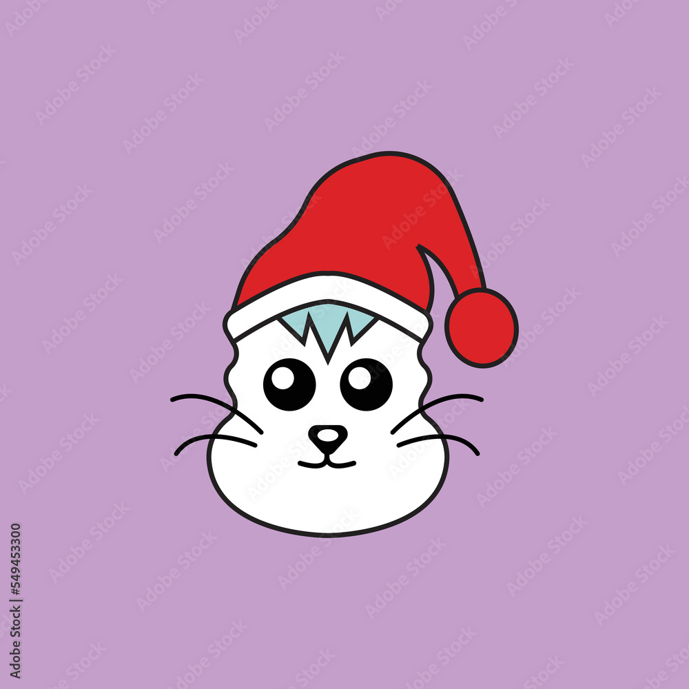 santa claus cat head icon
