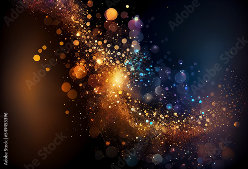 abstract gold glitter glow light shine, abstract bright effect magic glowing sparkle star turquoise blur transparent, spark flare decoration photo