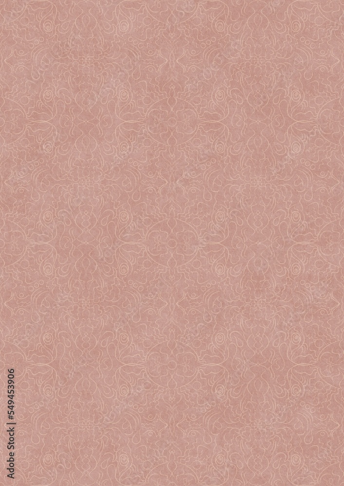 Fototapeta premium Hand-drawn abstract seamless ornament. Light semi transparent pale pink on a pale pink background. Paper texture. Digital artwork, A4. (pattern: p07-1e)