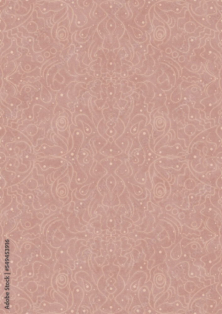 Hand-drawn abstract seamless ornament. Light semi transparent pale pink on a pale pink background. Paper texture. Digital artwork, A4. (pattern: p07-2d) Hand-drawn abstract seamless ornament. Light semi transparent pale pink on a pale pink background. Paper texture. Digital artwork, A4. (pattern: p07-2d)