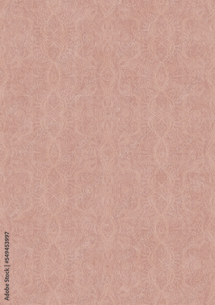 Fototapeta premium Hand-drawn abstract seamless ornament. Light semi transparent pale pink on a pale pink background. Paper texture. Digital artwork, A4. (pattern: p09e)