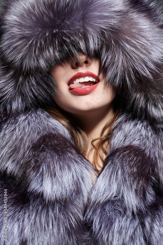 alluring girl in fur coat