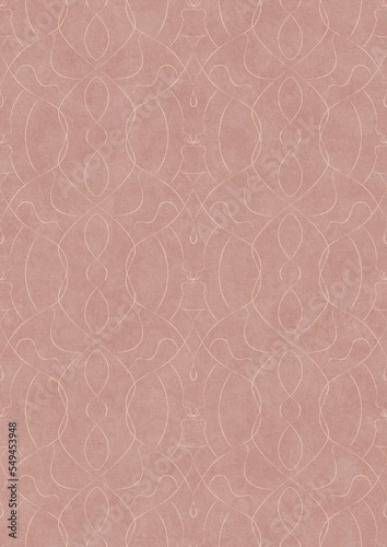 Hand-drawn abstract seamless ornament. Light semi transparent pale pink on a pale pink background. Paper texture. Digital artwork, A4. (pattern: p08-1e) © Maria