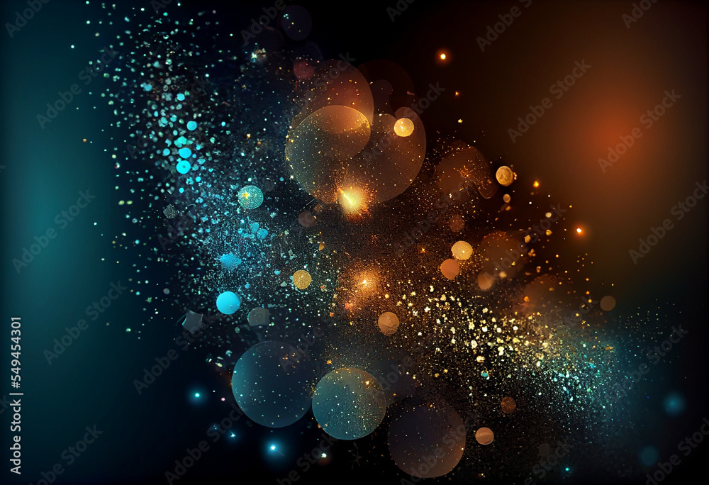 abstract gold glitter glow light shine, abstract bright effect magic glowing sparkle star turquoise blur transparent, spark flare decoration