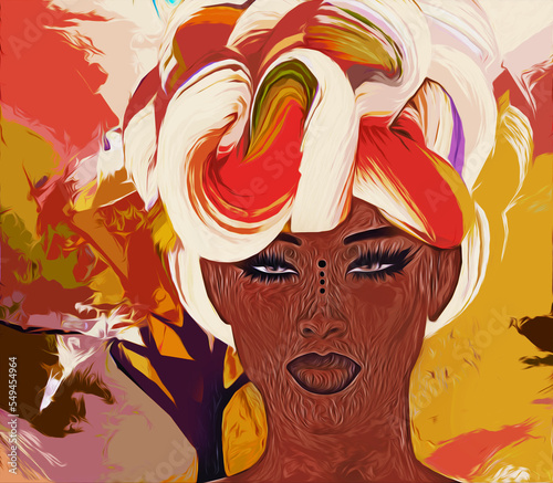 Beautiful African Woman. Digital rendering of elegant, fashionable and proud woman. Perfect for diversity, fashion, beauty and inspirational projects. 