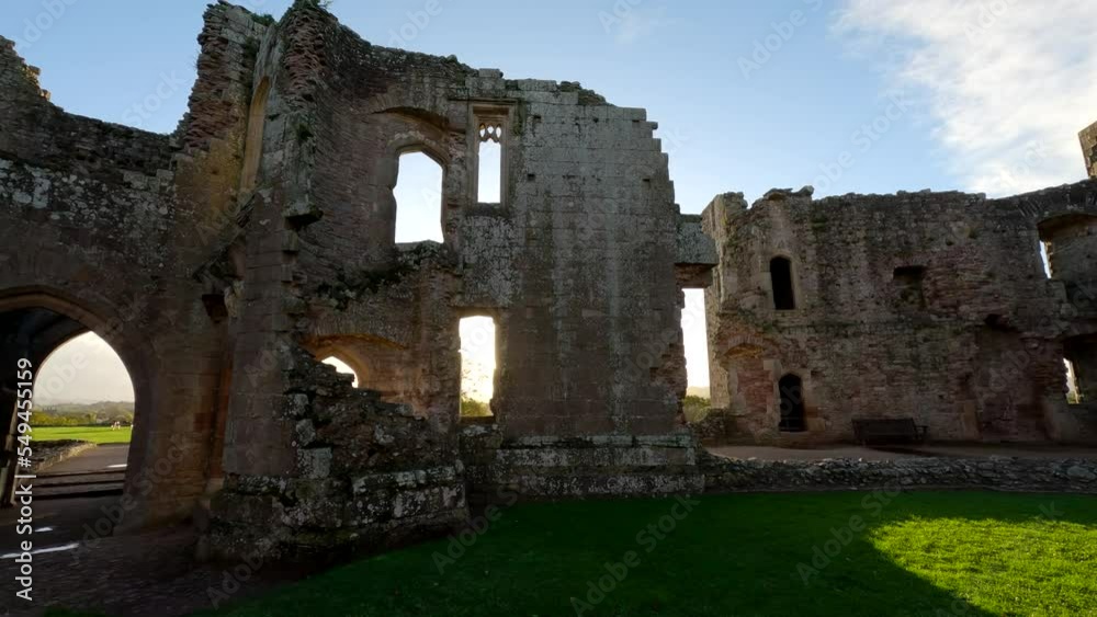 Historical Ruin. Medieval ruins of Castle in England. View of the ruins of a medieval castle (Raglan Castle, Wales). Historical Ruin. Medieval ruins of Castle in England. View of the ruins of a medieval castle (Raglan Castle, Wales).