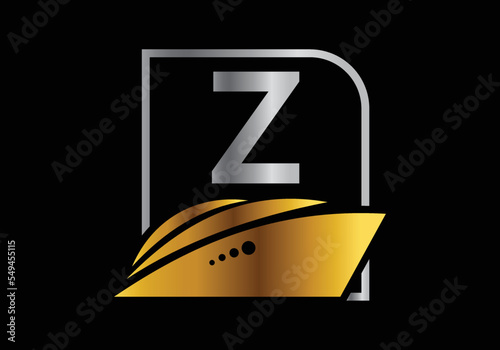 Letter Z with the ship, cruise, or boat logo design template, icon sign symbol ocean waves vector illustration.