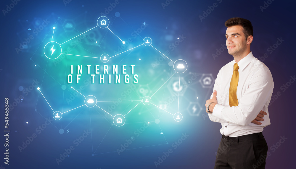 Businessman thinking about technology concept Businessman thinking about technology concept