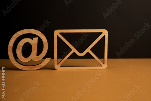 Wooden Icons Message and Email. addresses
