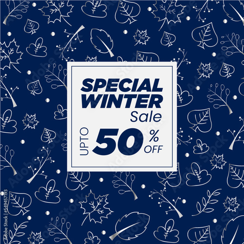 Blue and Silver gradient winter sale post template