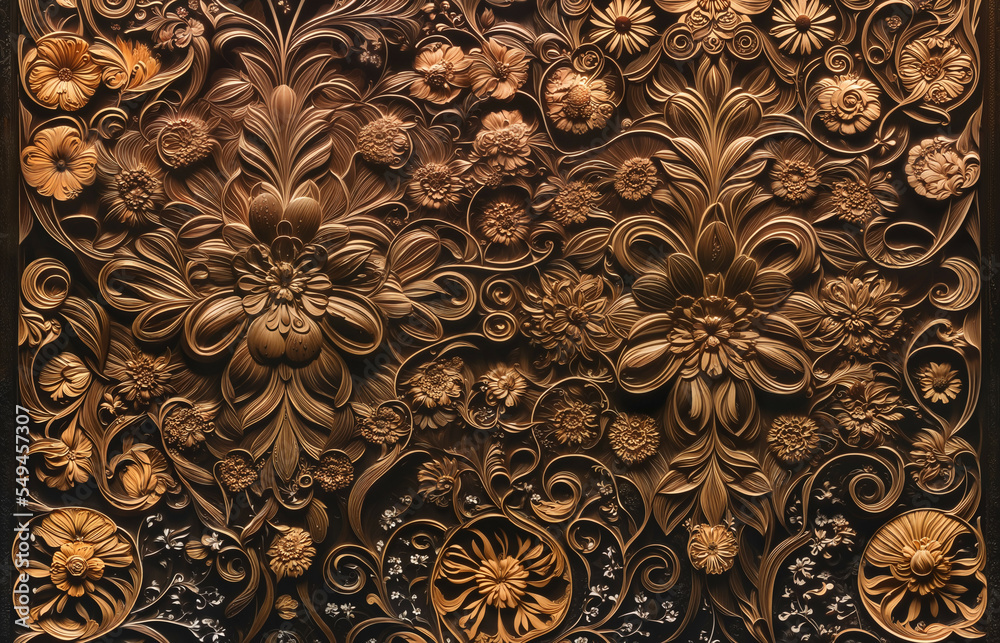 Flower in style of wood carving 