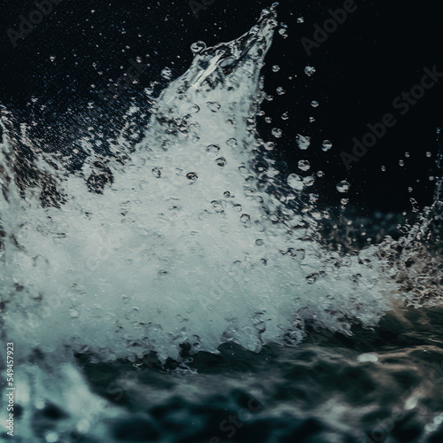 water splash closeup shot with bubbles, drops, foam & splatter 3D illustration