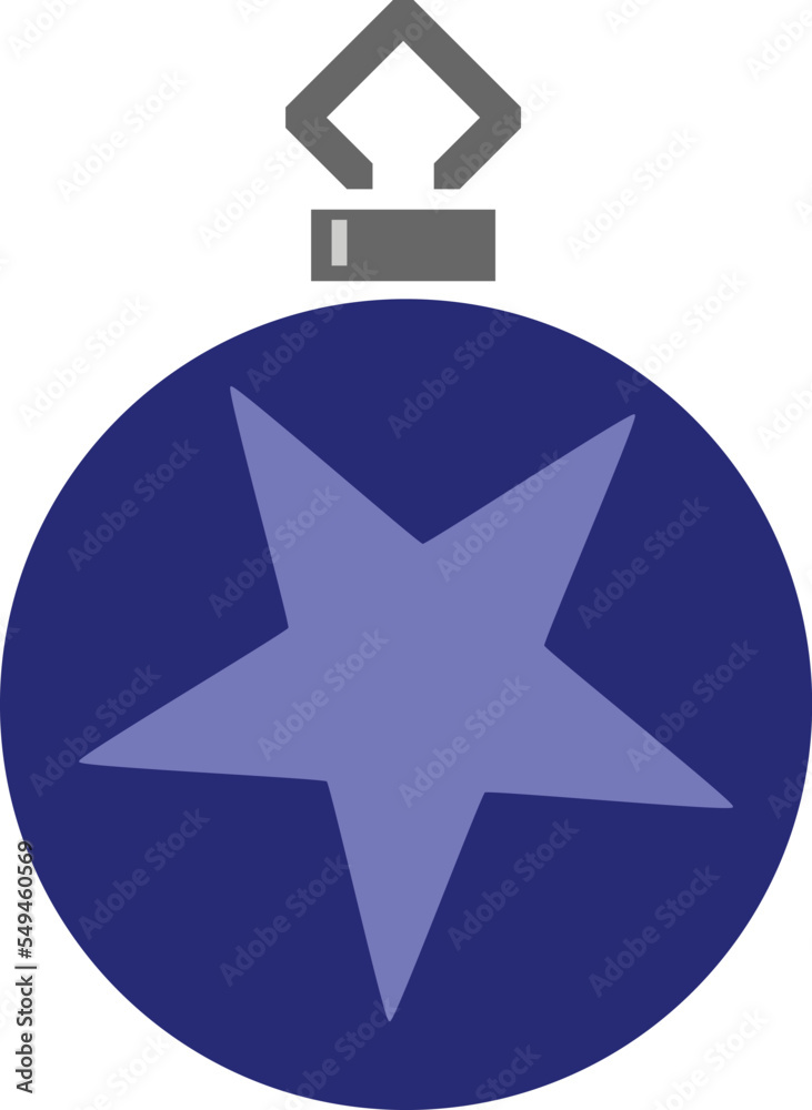 Vector illustration of Blue Christmas ball with blue star decoration Vector illustration of Blue Christmas ball with blue star decoration