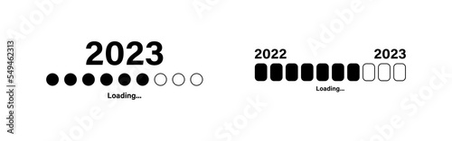 Vector illustration of New year 2023 loading icon set isolated