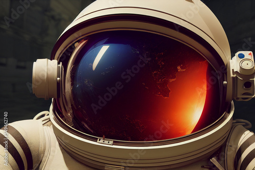 Astronaut exploring outer space. Cosmonaut in spacesuit.
