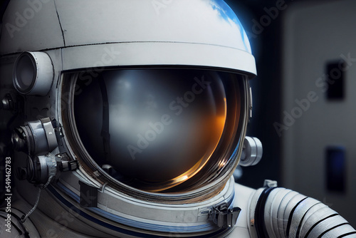 Astronaut exploring outer space. Cosmonaut in spacesuit. photo