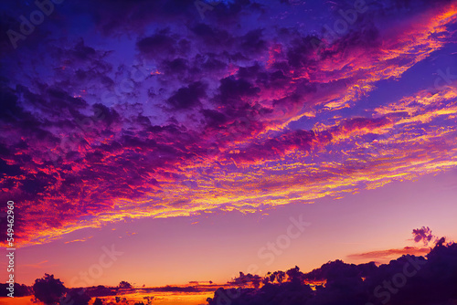 Picture of purple sky at sunset with pink clouds