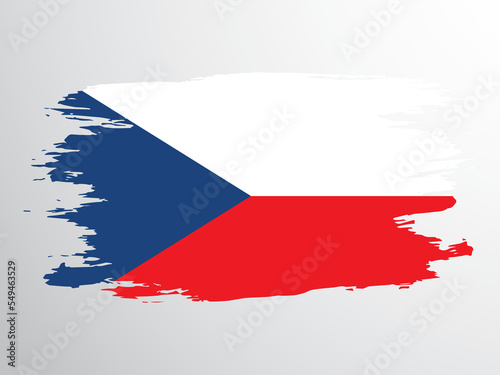 Flag of the Czech Republic hand-drawn with a brush