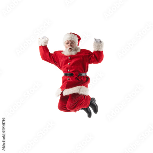 Santa Claus jumping isolated on white © alotofpeople