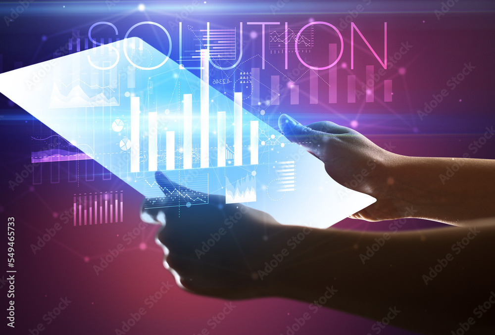 Hand holding futuristic, business concept Hand holding futuristic, business concept