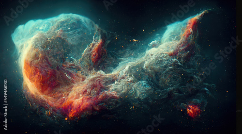 Multicolor Nebula. Background. AI render.