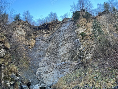 Nameless waterfalls and cascades in the Calfeisental valley and in the UNESCO World Heritage Tectonic Arena Sardona (UNESCO-Welterbe Tektonikarena Sardona), Vättis - Switzerland (Schweiz) photo