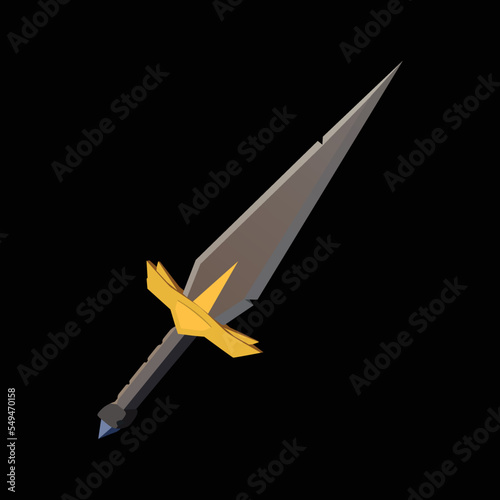 Metal Swords, straight swords, Asia sword, vector realistic sword isolated on black background, vector illustration, Dagger and Knife
