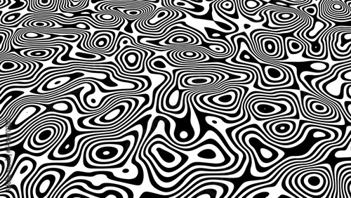 Optical wave. Dynamic distorted wave. Marble abstract background. Distorted black lines. Watercolor patterns. Vector illustration.