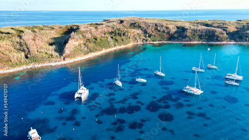 yachts moored on the Susak island, Croatia