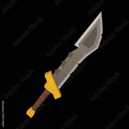 Metal Swords, straight swords, Asia sword, vector realistic sword isolated on black background, vector illustration, Dagger and Knife