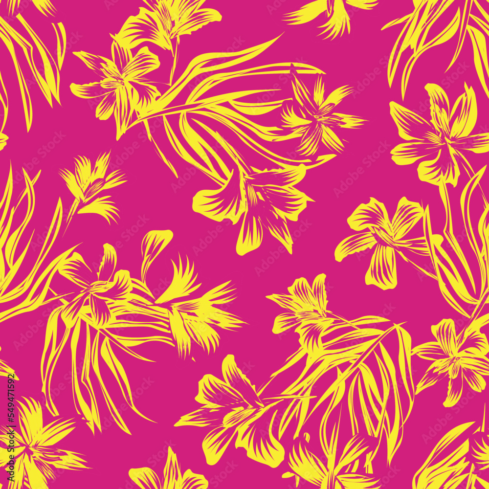 Oriental Floral Seamless Pattern Design Background