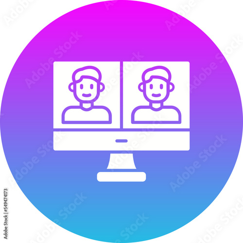 Video Call Gradient Circle Glyph Inverted Icon